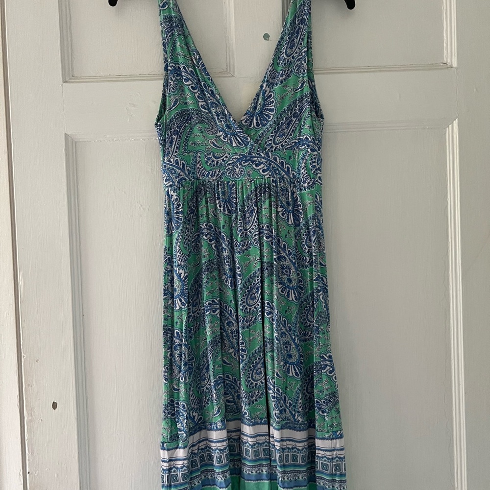 Paisley Print Green and Blue Dress